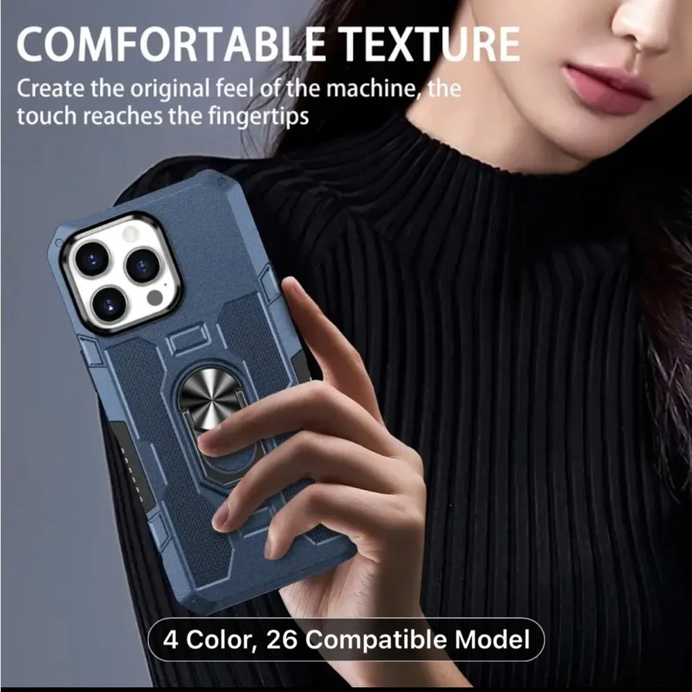 iPhone 15 Pro Phone Case Magnetic 360* Rotating Ringstand Unisex Blue